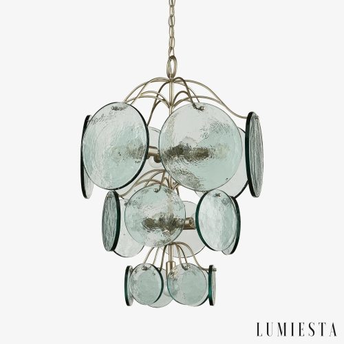 Lampa wisząca nikiel zielone szkło Moda - widok od przodu