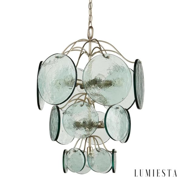 Lampa wisząca Moda z zielonego szkła i niklu, ujęcie całej bryły