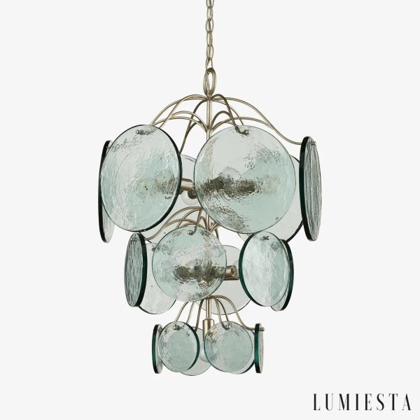Lampa wisząca nikiel zielone szkło Moda - widok od przodu