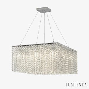 Lampa wisząca kryształowa nikiel prostokątna Modena - widok od przodu