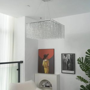Lampa wisząca Modena w stylu glamour, nikiel i kryształ, widok z dołu