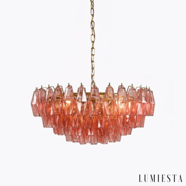 Montagna - szklana lampa wisząca glamour, widok od spodu na kompozycję kloszy