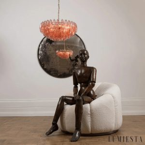 Montagna - lampa wisząca ze szkła i metalu, detal dekoracyjnych szklanych segmentów