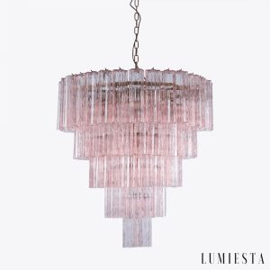 Murano - szklano-metalowa lampa wisząca widziana z boku
