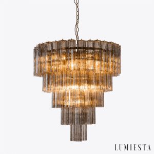 Murano - detal konstrukcji lampy wiszącej z metalu i szkła