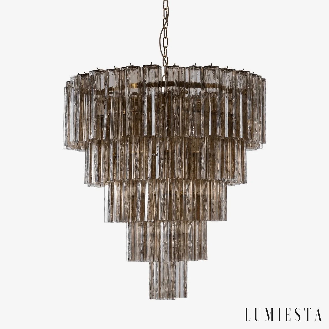 Murano - żyrandol szklano-metalowy przydymiony kwarc Ø80 cm