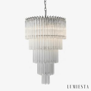 lampa wisząca szklana nikiel Napoli - nowoczesny żyrandol do salonu Ø45 x 70 cm