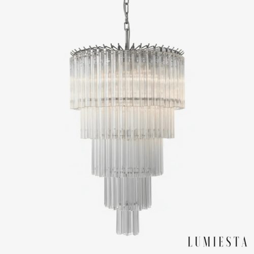 lampa wisząca szklana nikiel Napoli - nowoczesny żyrandol do salonu Ø45 x 70 cm