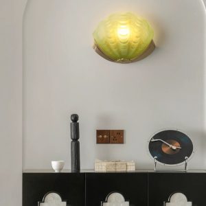Notte - kinkiet art déco z złotego metalu i szkła, widok z przodu