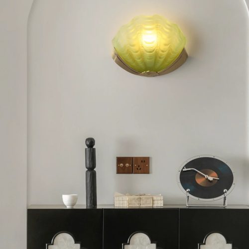 Notte - kinkiet art déco z złotego metalu i szkła, widok z przodu