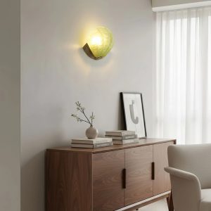 Notte - kinkiet art déco z metalowym mocowaniem i szklanym kloszem