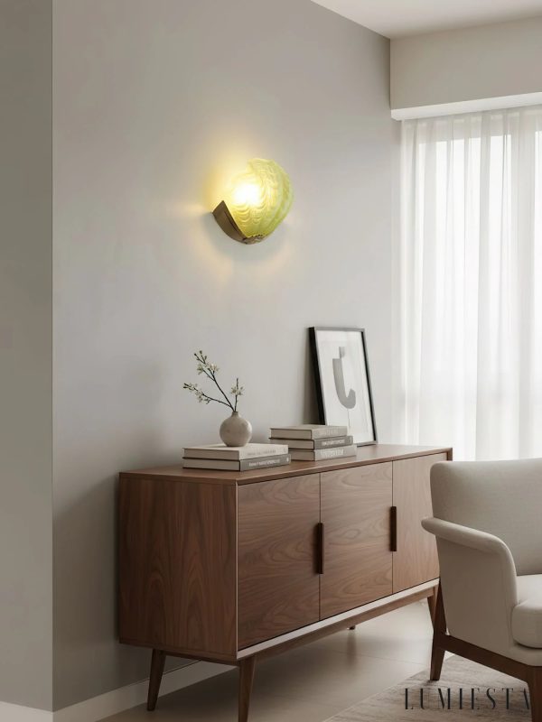Notte - kinkiet art déco z metalowym mocowaniem i szklanym kloszem