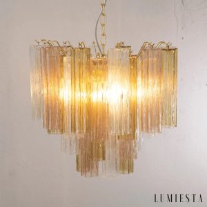 Nowoczesna lampa wisząca Nuvola - detal połączenia szkła z metalem