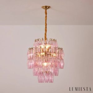 Oliva - mosiężna lampa wisząca glamour, widok na górną część konstrukcji