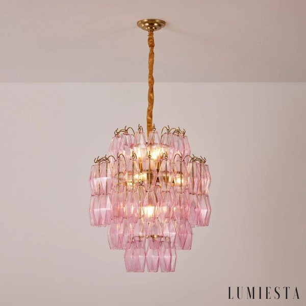 Oliva - mosiężna lampa wisząca glamour, widok na górną część konstrukcji