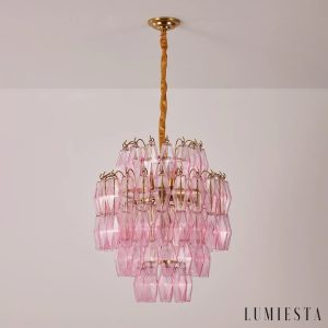 Oliva - lampa wisząca glamour, detal mosiężnych ramion i szklanych elementów