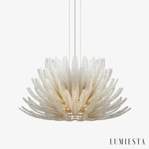 Nowoczesna lampa wisząca szklano-chromowana Ombra do salonu, elegancki widok całości