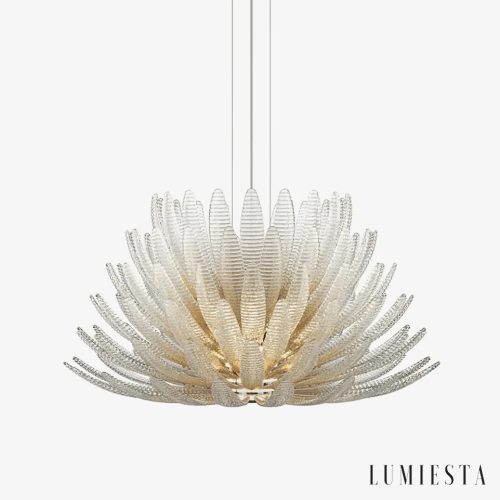Nowoczesna lampa wisząca szklano-chromowana Ombra do salonu, elegancki widok całości