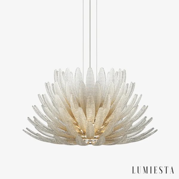 Nowoczesna lampa wisząca szklano-chromowana Ombra do salonu, elegancki widok całości