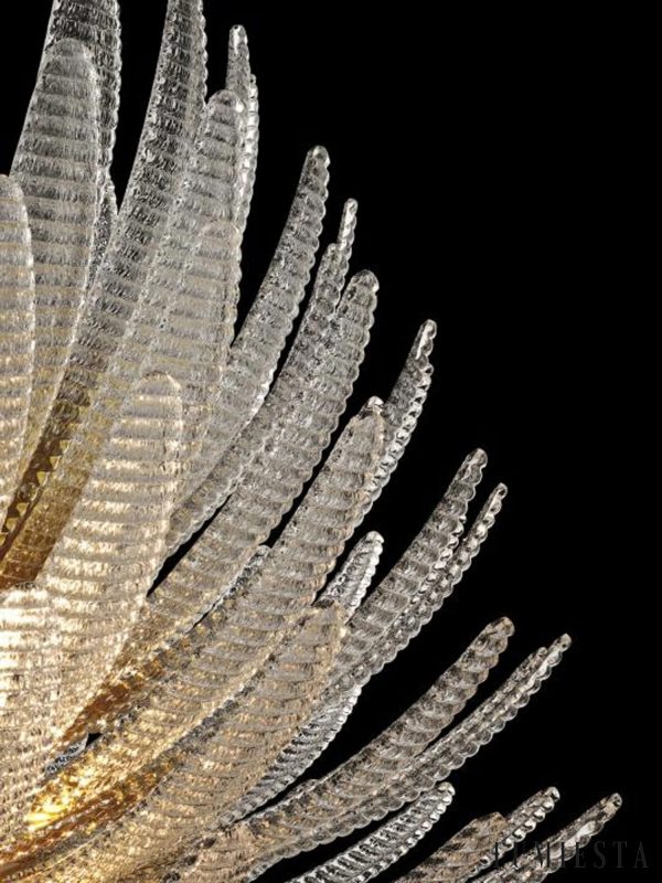 Ombra - szklano-chromowana lampa wisząca do salonu, widok końcowy