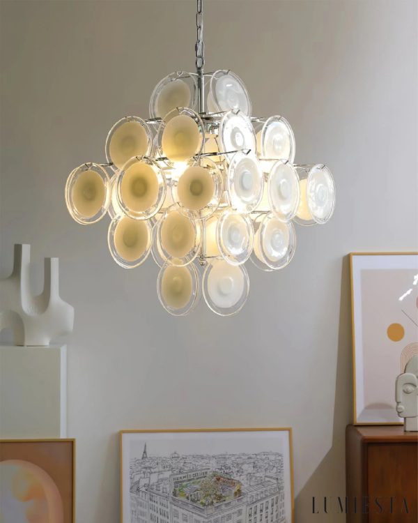 Onda - lampa wisząca nikiel białe szkło z bocznym ujęciem ramion