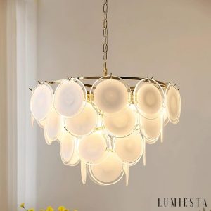 Orione - złota lampa wisząca glamour z detalem chromowanej konstrukcji