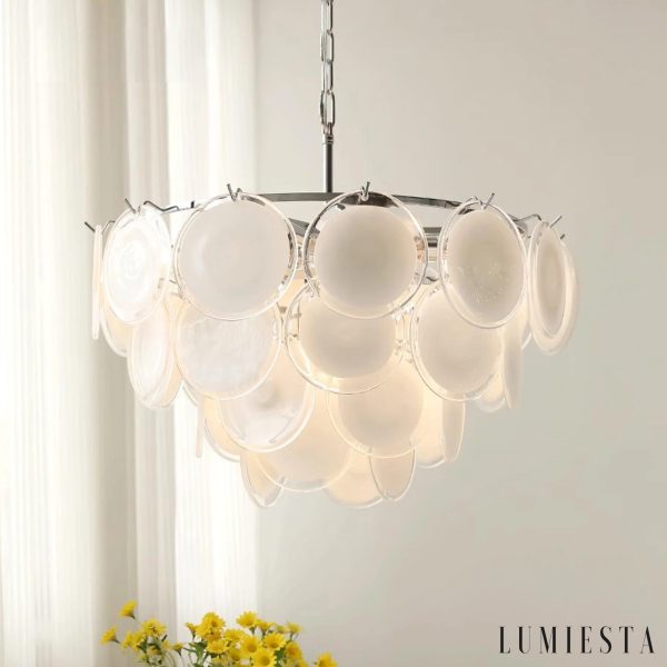 Orione - lampa wisząca złota szklana do salonu, ujęcie z dołu