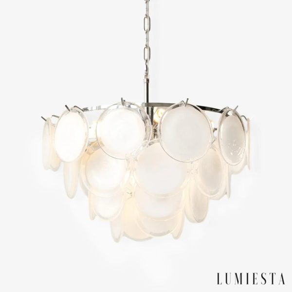 Lampa wisząca złota szklana do salonu Orione - widok od przodu