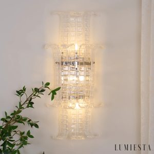 Orizzonte - chromowana lampa ścienna ze szklanymi elementami