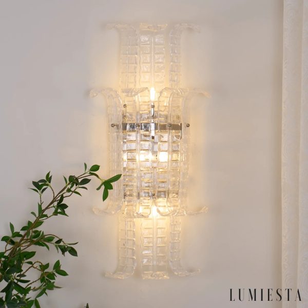 Orizzonte - chromowana lampa ścienna ze szklanymi elementami