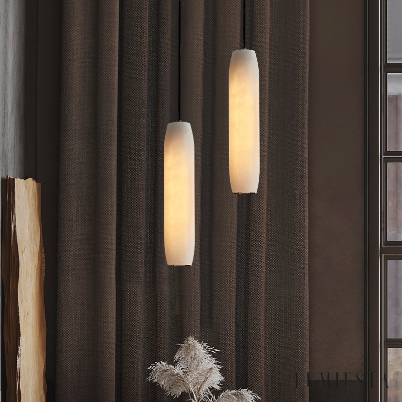 Lumiesta Parisiennix - Lampa wisząca marmurowa z miedzianym wykończeniem do salonu, Ø7x38 cm
