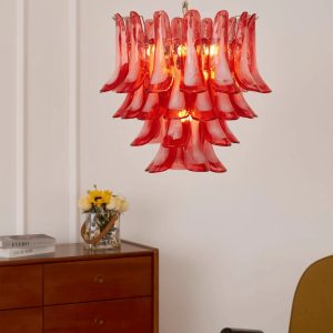Lampa wisząca Parma z czerwonego szkła glamour - widok z boku