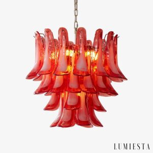 Lampa wisząca z czerwonego szkła glamour Parma Ø68x60 cm - widok od przodu