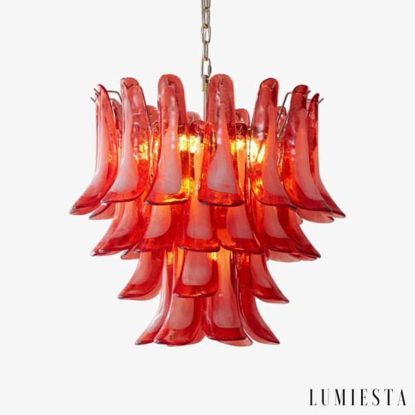 Lampa wisząca z czerwonego szkła glamour Parma Ø68x60 cm - widok od przodu