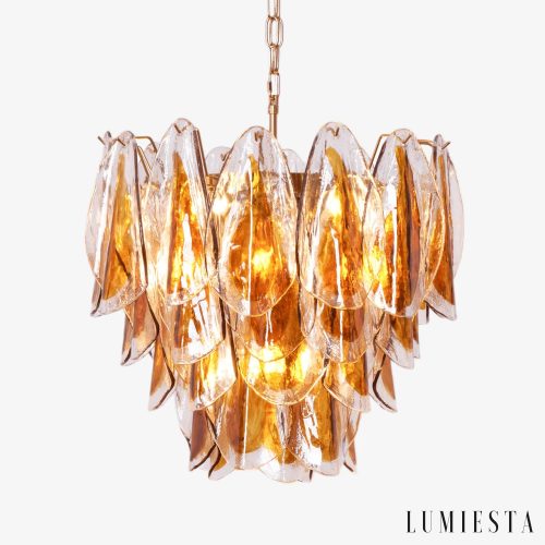 Lampa wisząca bursztynowe szkło glamour Passione, widok od przodu
