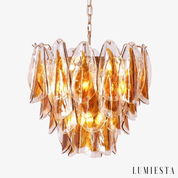 Lampa wisząca bursztynowe szkło glamour Passione, widok od przodu