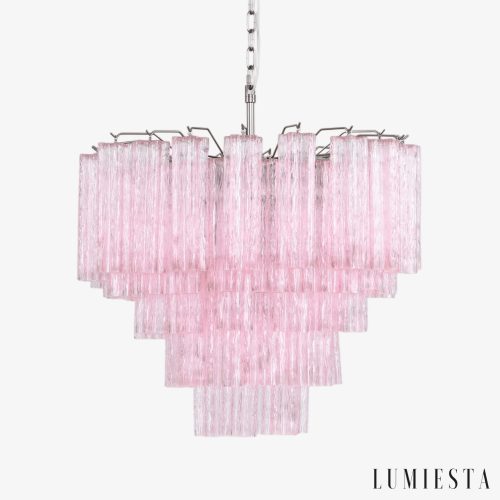 Lampa wisząca glamour niklowo różowa Piazza - widok od przodu