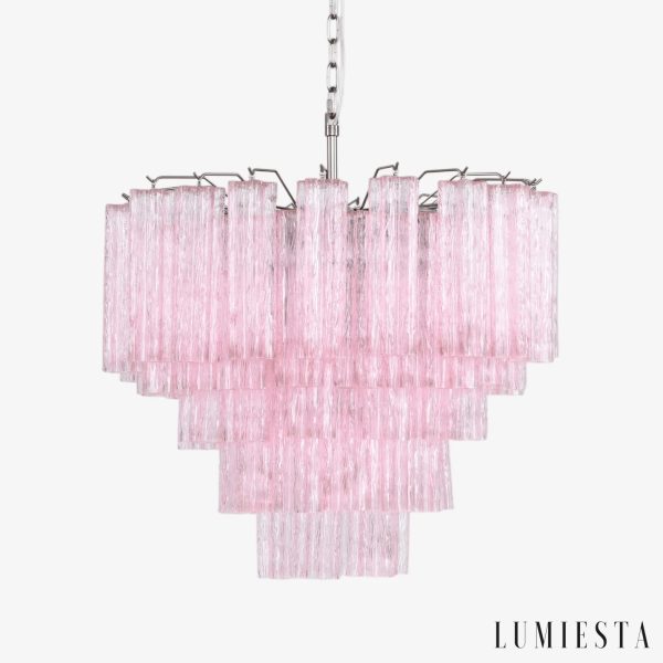 Lampa wisząca glamour niklowo różowa Piazza - widok od przodu