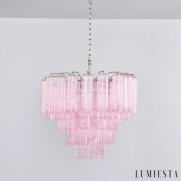 Lampa wisząca glamour niklowo różowa Piazza - detal połyskującego wykończenia