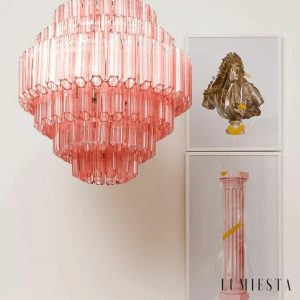 Lampa wisząca Pino z metalową obręczą i szklanymi elementami, detal zbliżenia