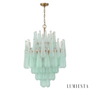 Lampa wisząca szklana kolorowa Pioggia, detal górnej części konstrukcji