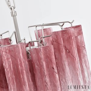 Poesia - lampa wisząca glamour, rozłożenie różowych szklanych elementów