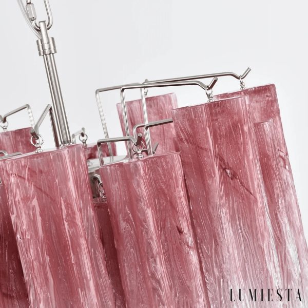 Poesia - lampa wisząca glamour, rozłożenie różowych szklanych elementów