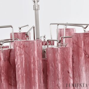 Poesia - lampa wisząca glamour z różowym szkłem, ujęcie dekoracyjnej bryły