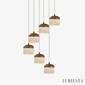 Lampa wisząca alabastrowa złota Lavi Ø15/40/60 - widok główny