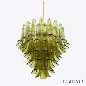 Portofino - lampa wisząca glamour z zielonym szkłem, ujęcie pod lekkim kątem