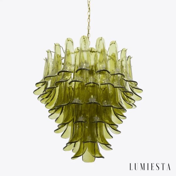 Portofino - lampa wisząca glamour z zielonym szkłem, ujęcie pod lekkim kątem