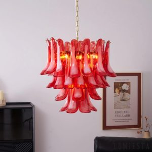 Lampa wisząca szklano-metalowa czerwona złota Positano - metalowa konstrukcja