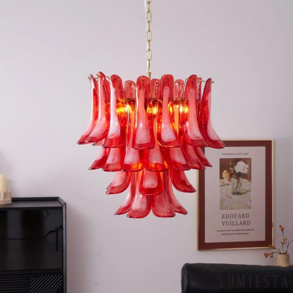 Lampa wisząca szklano-metalowa czerwona złota Positano - metalowa konstrukcja