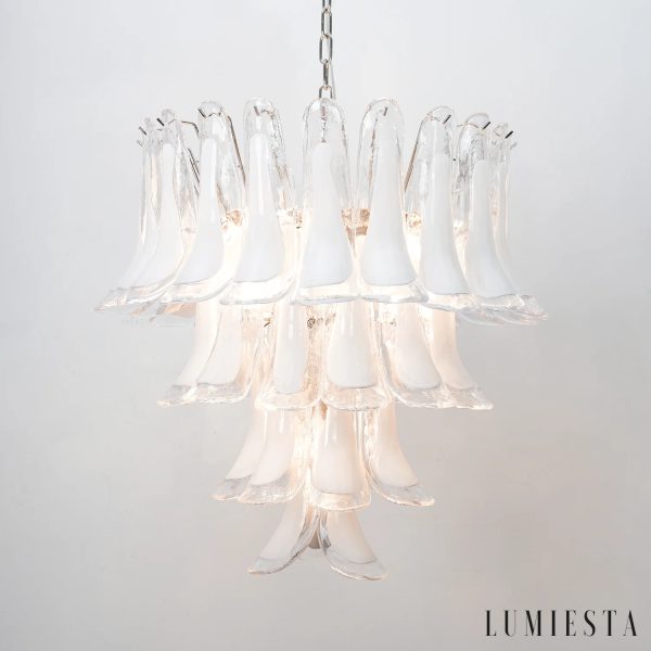 Lumiesta Procida - Lampa wisząca glamour, nikiel, różowa/biała do salonu, Ø65 cm